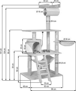 TecTake Stokely - Zwart - Krabpaal - 141 Cm -Katten Hondenbenodigdheden Winkel 1003x1200 2