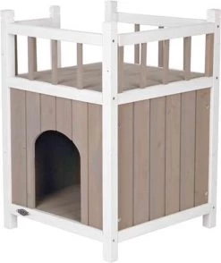Trixie Kattenhuis Cat's Home Met Balkon Grijs / Wit - 45X65X45 CM -Katten Hondenbenodigdheden Winkel 1009x1200