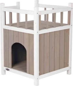 Trixie Kattenhuis Cat's Home Met Balkon Grijs / Wit - 45X65X45 CM -Katten Hondenbenodigdheden Winkel 1010x1200 2