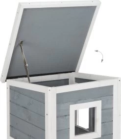 Relaxdays Kattenhuis Buiten - Groot Kattenhok Binnen - Hoog Kattenmeubel Grijs Hout - Tuin -Katten Hondenbenodigdheden Winkel 1047x1200 2