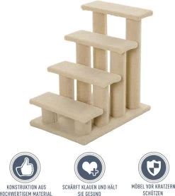 PawHut Dierentrap, Kattentrap, Hondentrap, Trap Voor Katten En Honden, 4 Treden, Beige, 63,5 X 43 X 60 Cm D30-006 -Katten Hondenbenodigdheden Winkel 1072x1200 2