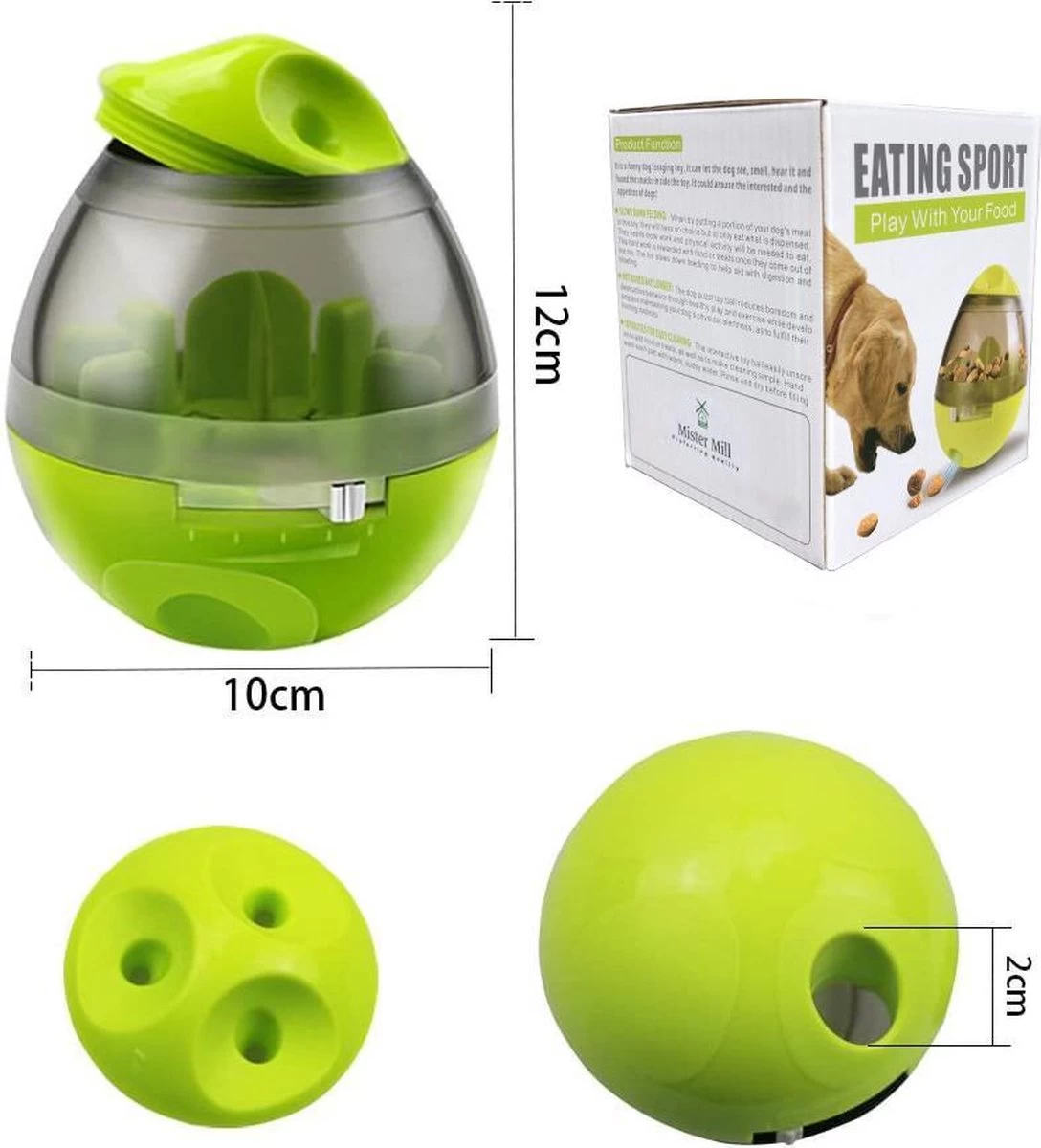 Mister Mill Speelbal - Honden Speelgoed Intelligentie - Voerbal - Snackbal Hond Kat – Interactieve Hond Kat - Voer EI 6 Mister Mill Speelbal - Honden Speelgoed Intelligentie - Voerbal - Snackbal Hond Kat – Interactieve Hond Kat - Voer EI - Afbeelding 4