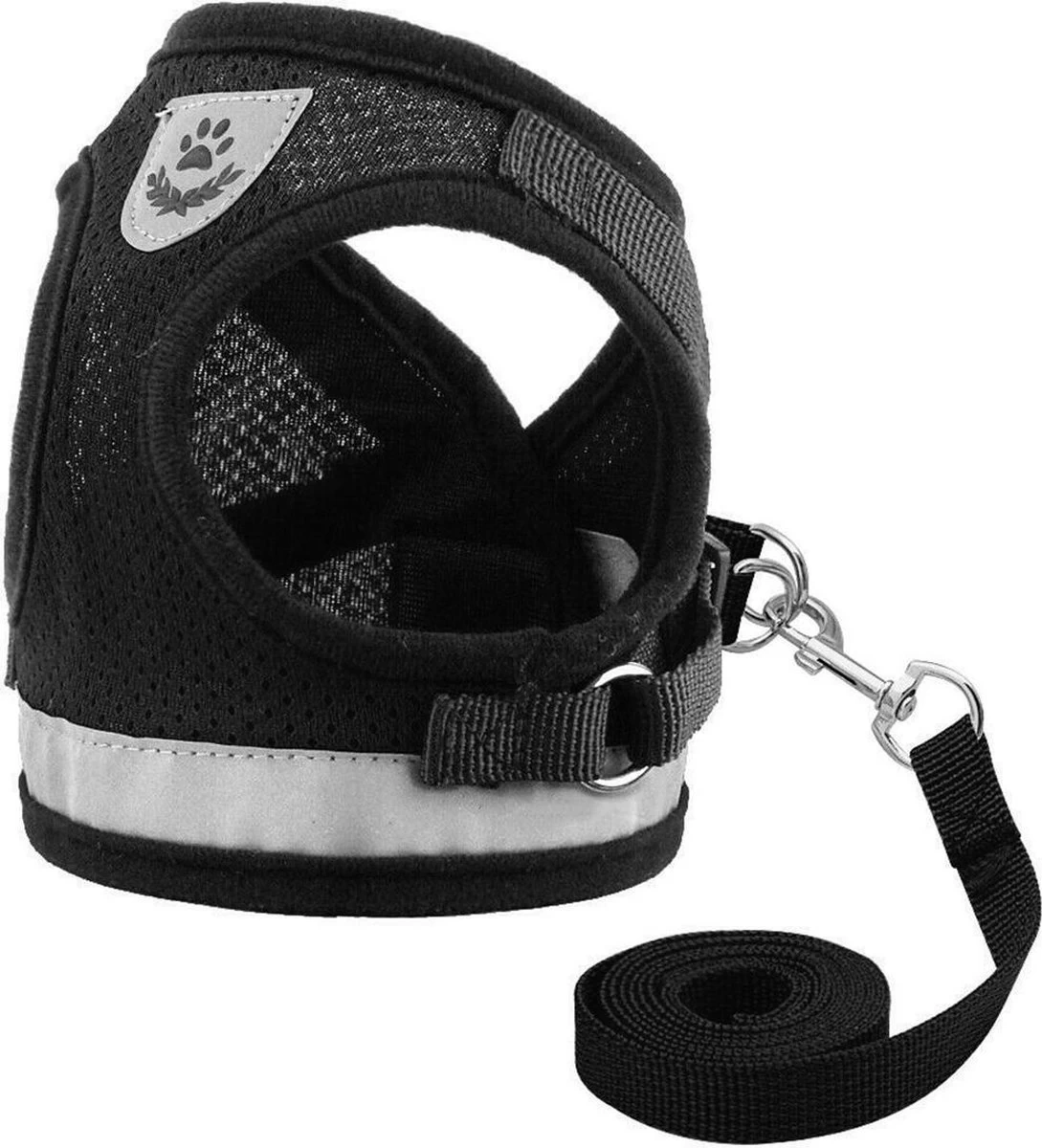 Hondentuig, Hondenharnas Met Hondenriem – Reflecterend - Zwart – Maat S (borst 30-35 Cm) 4 Hondentuig, Hondenharnas Met Hondenriem – Reflecterend - Zwart – Maat S (borst 30-35 Cm) - Afbeelding 2