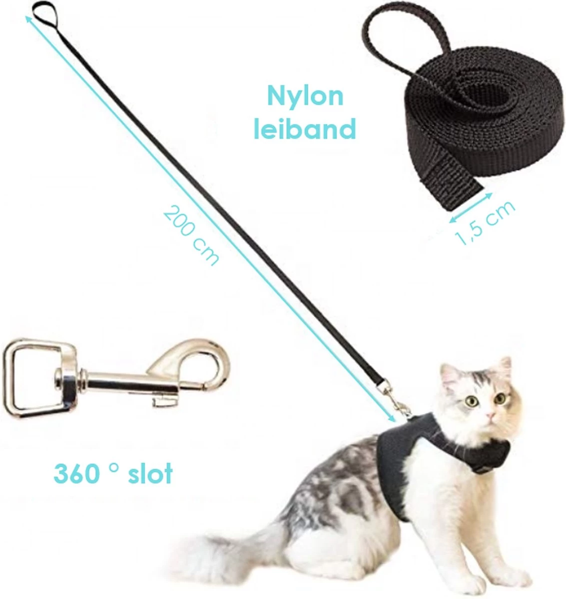 Kattentuigje Met Leiband Riem Kattenharnas Paars Maat M Kat & Kitten - Dieren Kattenriem - Cat Leash - Halsomvang 20 Tot 26cm - Borstomvang 30 Tot 34cm - Zootic® 7 Kattentuigje Met Leiband Riem Kattenharnas Paars Maat M Kat & Kitten - Dieren Kattenriem - Cat Leash - Halsomvang 20 Tot 26cm - Borstomvang 30 Tot 34cm - Zootic® - Afbeelding 5