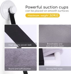 Nobleza 40AG6 - Kattenhangmat - Hangmat Kat - 60x32cm - Kattenhangmat Raam – Kattenbed - Kattenhangmand - Kattenkussen - Grijs -Katten Hondenbenodigdheden Winkel 1146x1200 9