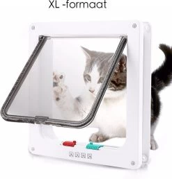 Merkloos Kattenluik - Inclusief Tunnel - 4 Vergendelingsstanden - Wit - Waterdicht - 23 X 25 X 5.5 Cm -Katten Hondenbenodigdheden Winkel 1149x1200 5