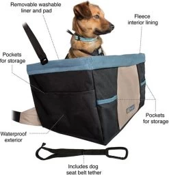 Kurgo Rover Booster Seat - Verhoogde Autostoel Met Eenvoudige Bevestiging Voor Kleine Honden Tot 13kg - Zwart/Blauw 30x40x20cm -Katten Hondenbenodigdheden Winkel 1160x1200