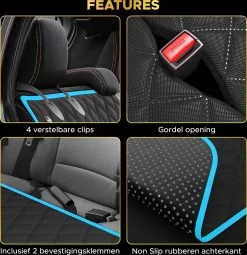 Toivo Hondendeken Auto Achterbank En Kofferbak - Dierendeken - Zwart / Blauw - 136 X 148 Cm - Incl. Opbergtas En Hondengordel - Beschermhoes - Reisbench Hond -Katten Hondenbenodigdheden Winkel 1162x1200