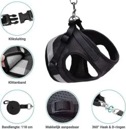 Hondentuig, Hondenharnas Met Hondenriem – Reflecterend - Zwart – Maat S (borst 30-35 Cm) 14 Hondentuig, Hondenharnas Met Hondenriem – Reflecterend - Zwart – Maat S (borst 30-35 Cm) -Katten Hondenbenodigdheden Winkel 1173x1200