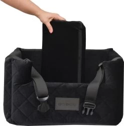 Velvet Black - Autostoel Voor Hond - 47x42cm - Wasbaar - Hondenmand Auto - Handgemaakt -Katten Hondenbenodigdheden Winkel 1176x1200