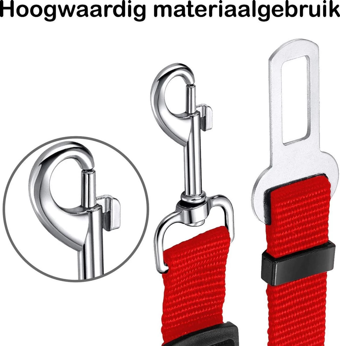 Hondenriem Autogordel Hondentuig Hondengordel Verstelbaar - Rood 6 Hondenriem Autogordel Hondentuig Hondengordel Verstelbaar - Rood - Afbeelding 4