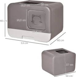 Kattenbak - 2 Uitgangen - Kattentoilet - Uitschuifbare Bodem - Met Schepje - Grijs 53 X 40 X 40 Cm -Katten Hondenbenodigdheden Winkel 1179x1200 7