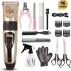 BeautyFit - 16-delig Hondentondeuse Set - Professionele Honden Trimset - Dieren Tondeuse Voor Dikke Vacht - Meest Complete Set - Inclusief 4 Opzetkammen - Hondenschaar - Mist Verstuiver - Handschoen Borstel - Nagelknipper