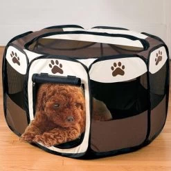 Opvouwbare Puppyren Bruin 90x90x60cm - Puppytent - Dogs&Co -Katten Hondenbenodigdheden Winkel 1196x1200 3