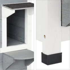 Relaxdays Kattenhuis Buiten - Groot Kattenhok Binnen - Hoog Kattenmeubel Grijs Hout - Tuin -Katten Hondenbenodigdheden Winkel 1198x1200 25