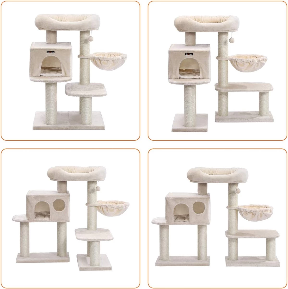 Songmics PCT01M Krabpaal Met XXL-uitkijkplatform, Liggend Hol, Grote Knuffelgrot, Verstelbare Elementen, Extra Dikke Stammen Volledig Gewikkeld In Sisal, Stabiel, Beige 9 Songmics PCT01M Krabpaal Met XXL-uitkijkplatform, Liggend Hol, Grote Knuffelgrot, Verstelbare Elementen, Extra Dikke Stammen Volledig Gewikkeld In Sisal, Stabiel, Beige - Afbeelding 7