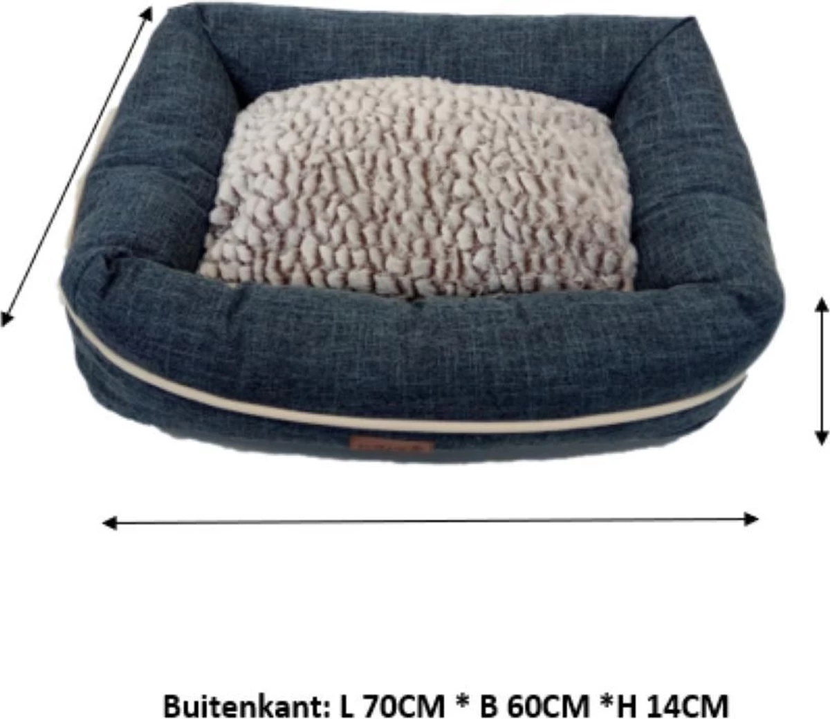 I-CiGO Homy Luxe - Hondenmand - In-kussen Dubbelzijdig Gebruik 70x60xH14cm/Blauw 9 I-CiGO Homy Luxe - Hondenmand - In-kussen Dubbelzijdig Gebruik 70x60xH14cm/Blauw - Afbeelding 7