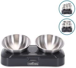 Nobleza Katten Voerbakjes - Ergonomische Dubbele Voerbak - Anti Braak Voerbak Voor Katten - Zwart - Dubbel - RVS -Katten Hondenbenodigdheden Winkel 1200x1063