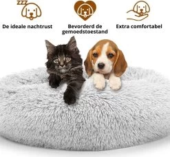 RK® Donut Hondenmand - Zacht Pluche Hondenmand - Hondenbed - 70cm - Hondenkussen - Kattenmand - Grijs Grey -Katten Hondenbenodigdheden Winkel 1200x1106 1