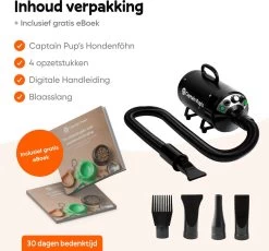 Captain Pup's Professionele Hondenföhn Met 4 Opzetstukken - Bijgeleverde Hondenborstel - Waterblazer Voor Honden - Zwart -Katten Hondenbenodigdheden Winkel 1200x1116 2