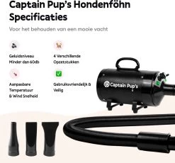 Captain Pup's Professionele Hondenföhn Met 4 Opzetstukken - Bijgeleverde Hondenborstel - Waterblazer Voor Honden - Zwart -Katten Hondenbenodigdheden Winkel 1200x1117 1