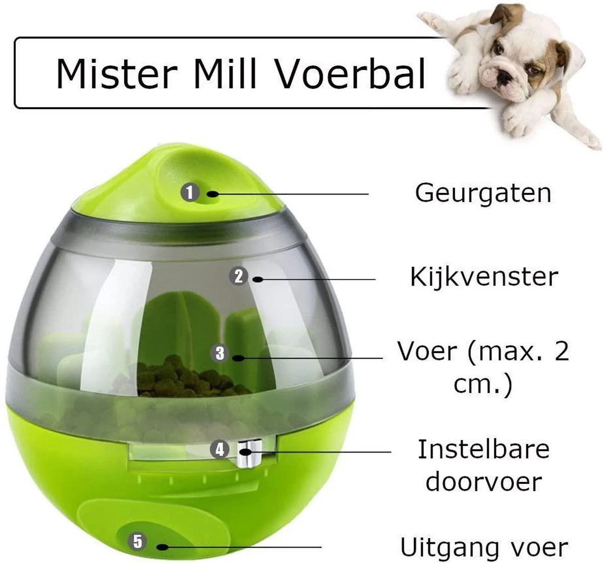 Mister Mill Speelbal - Honden Speelgoed Intelligentie - Voerbal - Snackbal Hond Kat – Interactieve Hond Kat - Voer EI 13 Mister Mill Speelbal - Honden Speelgoed Intelligentie - Voerbal - Snackbal Hond Kat – Interactieve Hond Kat - Voer EI - Afbeelding 11