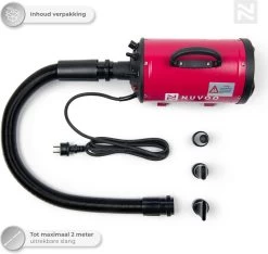 Nuvoo Professionele Hondenföhn / Waterblazer / Hondenborstel Met 3 Opzetstukken - Verstelbare Vermogen Tot 2200W - Warme / Koude Stand - Rood -Katten Hondenbenodigdheden Winkel 1200x1136 3