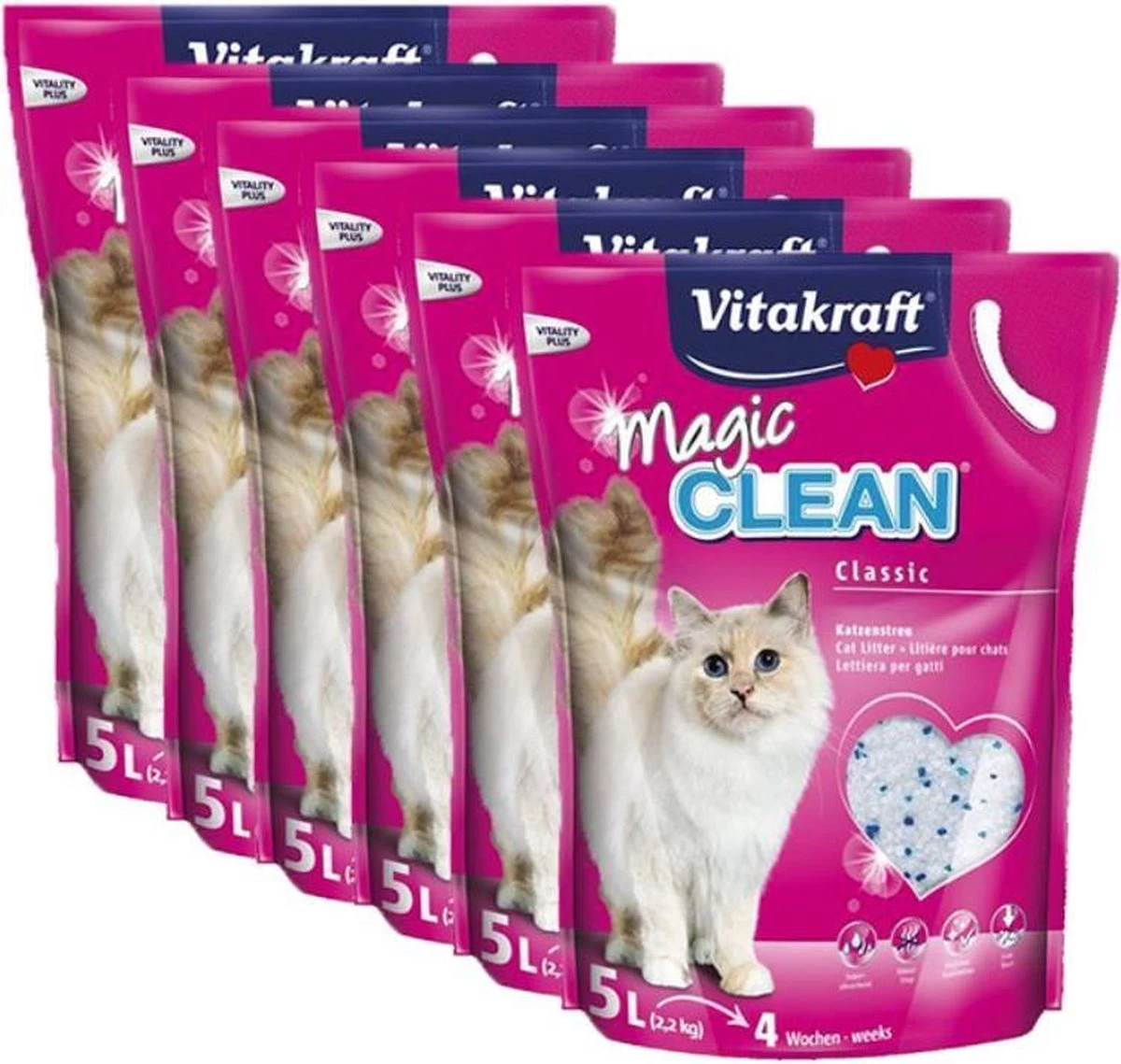 Vitakraft Magic Clean - Kattenbakvulling - 6 X 5 L 4 Vitakraft Magic Clean - Kattenbakvulling - 6 X 5 L - Afbeelding 2