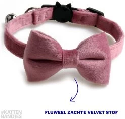 Kattenhalsband Velvet Met Strik | Halsband Kat | Kattenband Velours | Kattenbandje Velvet Met Strik, Veiligheidssluiting En Belletje In Roze -Katten Hondenbenodigdheden Winkel 1200x1141 6