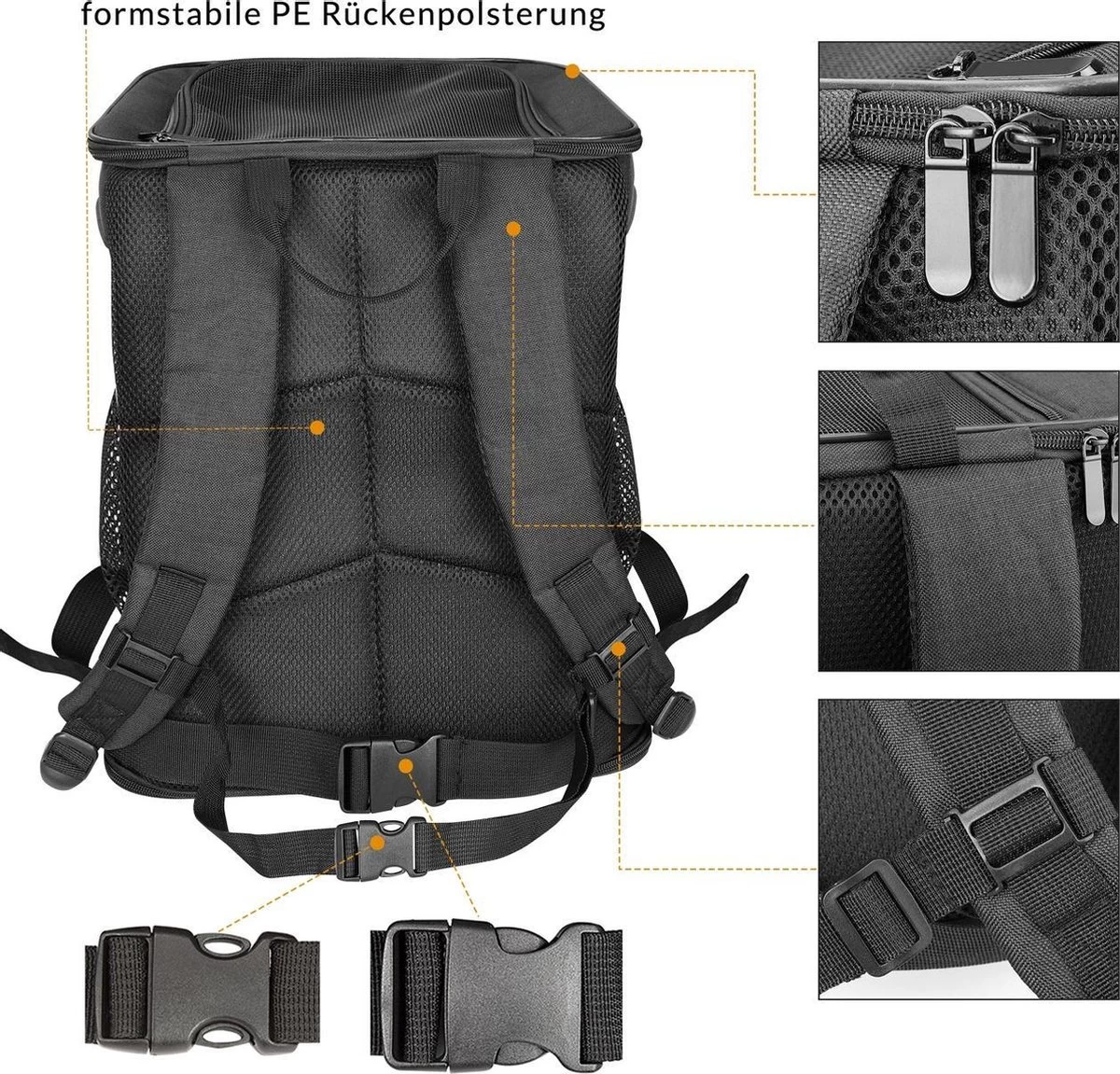 Cadoca Hondenrugzak - Tot 12kg Draagcomfort Verstelbaar - Zwart 10 Cadoca Hondenrugzak - Tot 12kg Draagcomfort Verstelbaar - Zwart - Afbeelding 8