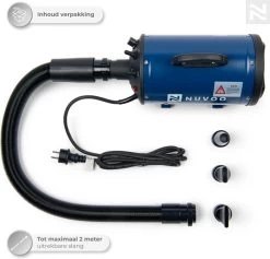 Nuvoo Professionele Hondenföhn / Waterblazer / Hondenborstel Met 3 Opzetstukken - Verstelbare Vermogen Tot 2200W - Warme / Koude Stand - Blauw -Katten Hondenbenodigdheden Winkel 1200x1153 4