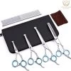Professionele Hondenscharen Set - Extra Veilige Grooming Set - Trimscharen Voor Honden - Knipschaar - Effileerschaar / Uitdunschaar - Gebogen Schaar Met Ronde Punt - Precisieschaar - Hondenverzorging - Inclusief Kam, 2 Haarclips En Luxe Opbergdoos