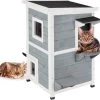 Relaxdays Kattenhuis Buiten - Groot Kattenhok Binnen - Hoog Kattenmeubel Grijs Hout - Tuin -Katten Hondenbenodigdheden Winkel 1200x1158 6