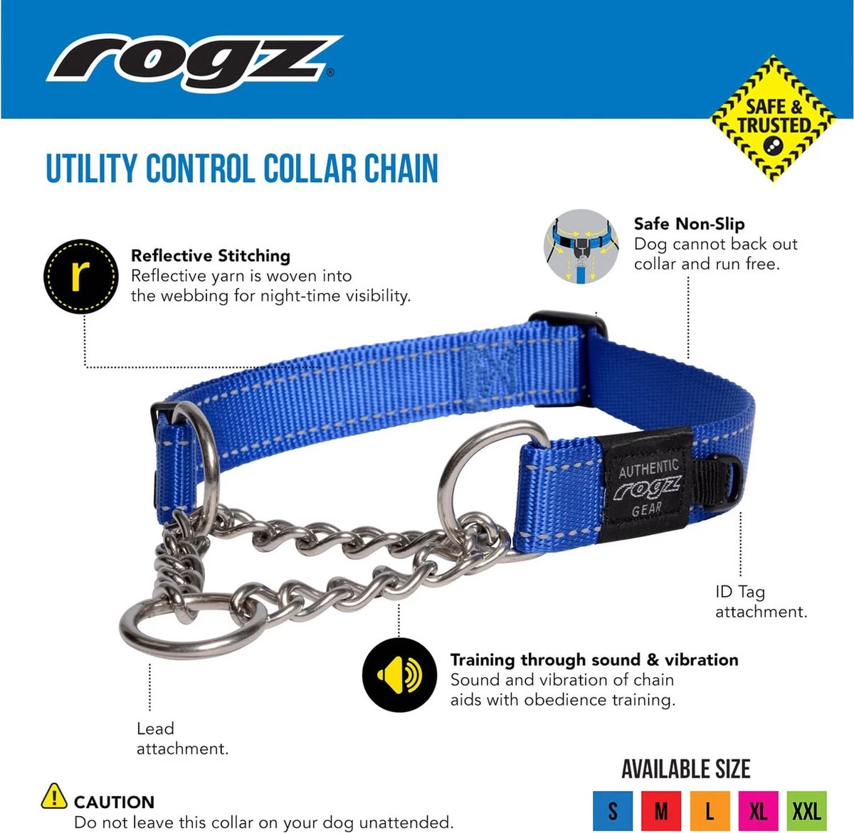 Rogz Utility Sliphalsband Ketting Zwart - - 45-70x2.5 Cm 9 Rogz Utility Sliphalsband Ketting Zwart - - 45-70x2.5 Cm - Afbeelding 7