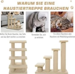 PawHut Dierentrap, Kattentrap, Hondentrap, Trap Voor Katten En Honden, 4 Treden, Beige, 63,5 X 43 X 60 Cm D30-006 -Katten Hondenbenodigdheden Winkel 1200x1178 4