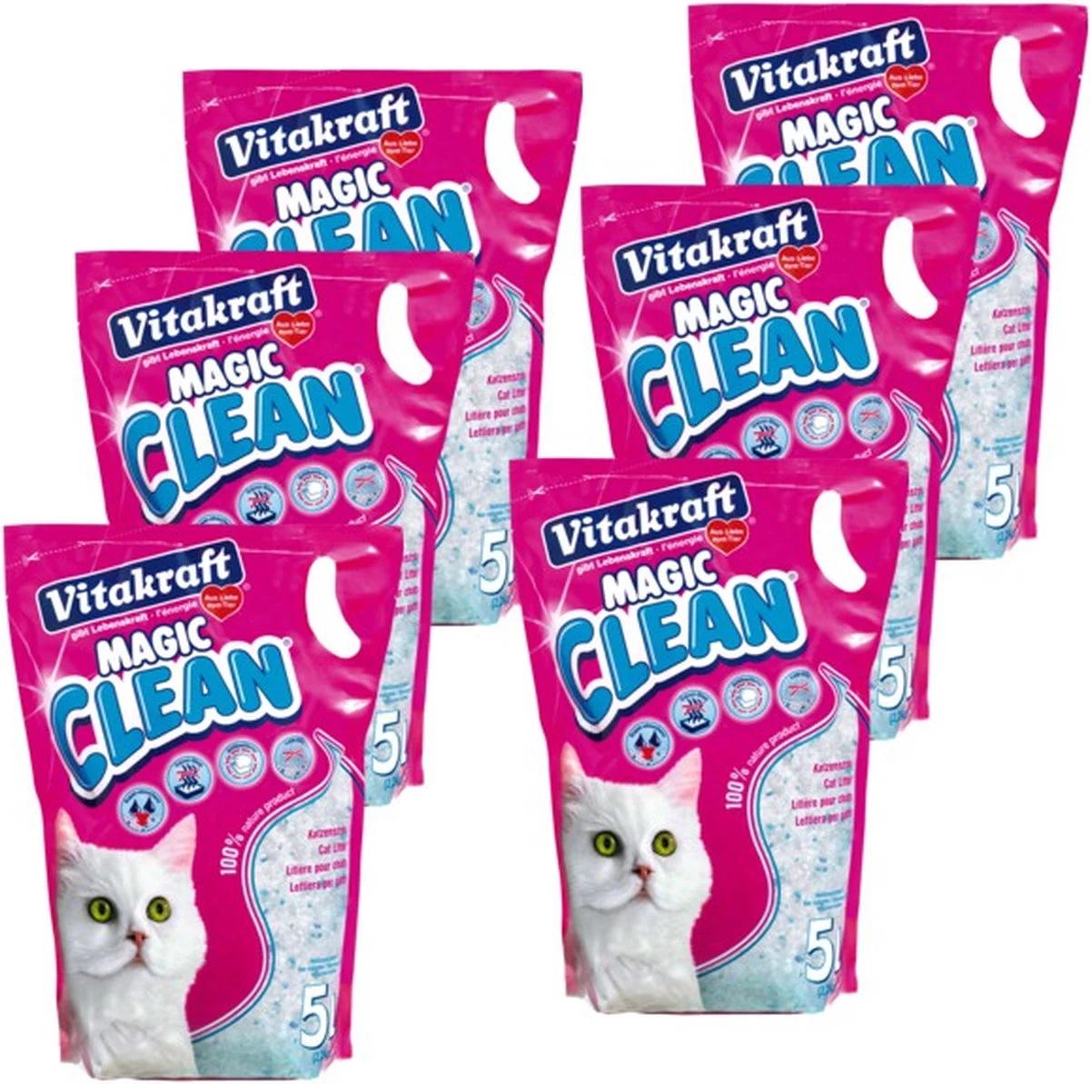 Vitakraft Magic Clean - Kattenbakvulling - 6 X 5 L 3 Vitakraft Magic Clean - Kattenbakvulling - 6 X 5 L