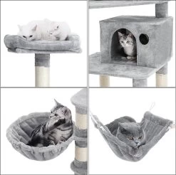Merkloos XXL Luxe Katten Krappaal Met Hangmat Hangende Mand & Katten Huisje - Activity Center - Grote Krappaal Klimpaal Met Speelset - Krabmeubel 164 CM Hoog - Sisal/Pluche - Grijs -Katten Hondenbenodigdheden Winkel 1200x1197 23