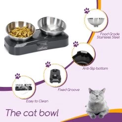 Nobleza Katten Voerbakjes - Ergonomische Dubbele Voerbak - Anti Braak Voerbak Voor Katten - Zwart - Dubbel - RVS -Katten Hondenbenodigdheden Winkel 1200x1200 1021
