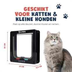 JC Pets Premium Kattenluik - Inclusief Tunnel - 4 Vergrendelingsstanden - Zwart - 20 X 19 X 5.5 Cm - Waterdicht -Katten Hondenbenodigdheden Winkel 1200x1200 1072