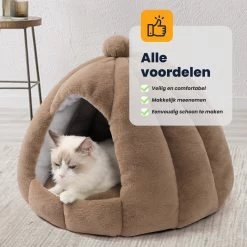 MIRO Katten Huis - Kattenhuizen - Kattenhok - Kattenmand - Dierenhuis - Extra Zacht - Bruin -Katten Hondenbenodigdheden Winkel 1200x1200 1147