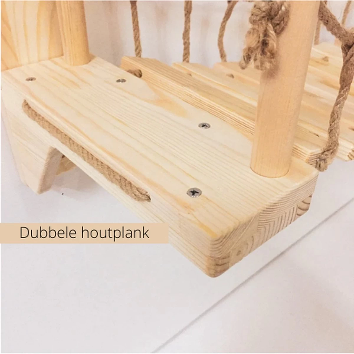 Be-Inspired® Houten Katten Brug – Katten Klimwand – Katten Klimmuur – Katten Muur – Katten Klim Plankjes – Huisdier – Hangmat – Wandmeubel Kat – Wandmontage – Duurzaam – 90 Cm 6 Be-Inspired® Houten Katten Brug – Katten Klimwand – Katten Klimmuur – Katten Muur – Katten Klim Plankjes – Huisdier – Hangmat – Wandmeubel Kat – Wandmontage – Duurzaam – 90 Cm - Afbeelding 4