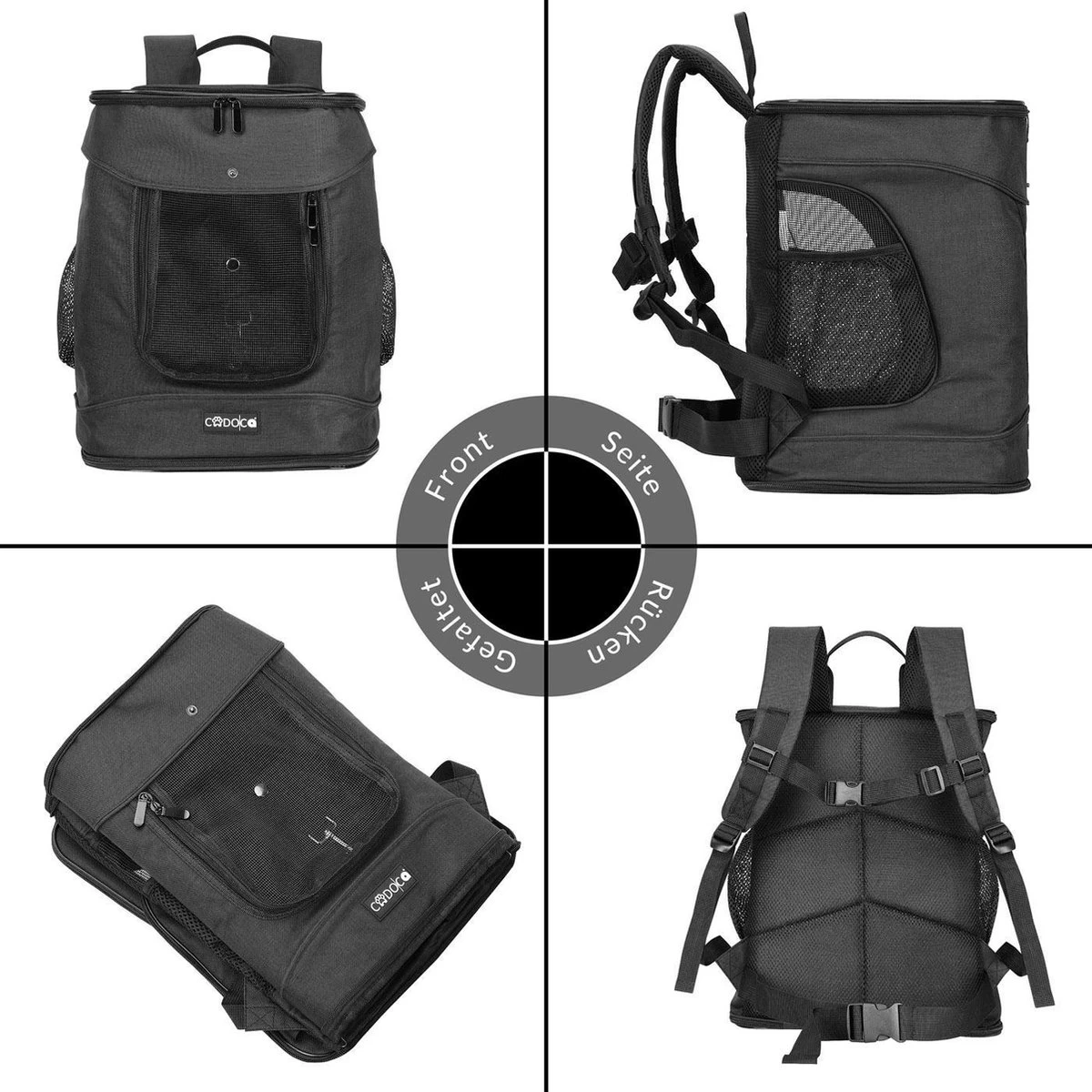 Cadoca Hondenrugzak - Tot 12kg Draagcomfort Verstelbaar - Zwart 11 Cadoca Hondenrugzak - Tot 12kg Draagcomfort Verstelbaar - Zwart - Afbeelding 9