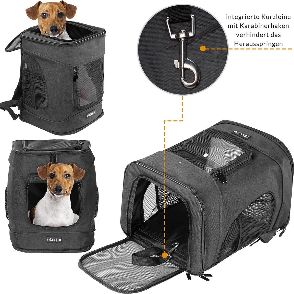 Cadoca Hondenrugzak - Tot 12kg Draagcomfort Verstelbaar - Zwart 13 Cadoca Hondenrugzak - Tot 12kg Draagcomfort Verstelbaar - Zwart - Afbeelding 11