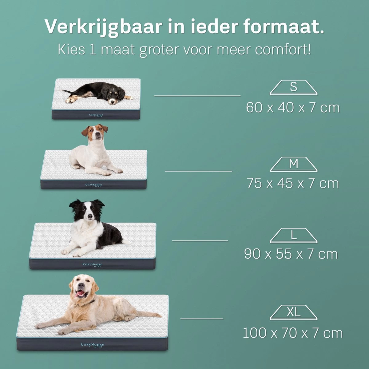CozySense® - Orthopedisch Hondenkussen - Hondenkussen 90 X 55 Cm - Ook Geschikt Als Benchkussen & Hondenbed - Hondenkussen Bank - Traagschuim - Waterdicht - Wasbare Hoes - Maat L 4 CozySense® - Orthopedisch Hondenkussen - Hondenkussen 90 X 55 Cm - Ook Geschikt Als Benchkussen & Hondenbed - Hondenkussen Bank - Traagschuim - Waterdicht - Wasbare Hoes - Maat L - Afbeelding 2