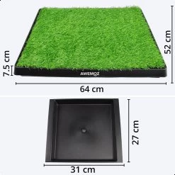 AWEMOZ Hondentoilet Kunstgras - Met 2 Matten En Opvangbak - 64x52x7,5cm - Puppy Pads - Zindelijkheidstraining Hond - Training Pads - Indoor / Outdoor Honden Toilet -Katten Hondenbenodigdheden Winkel 1200x1200 323