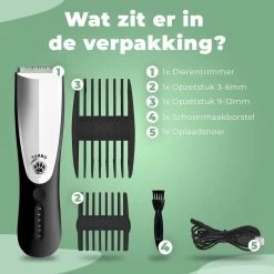 Essential Goods Professionele Hondentondeuse – Hondentrimmer - Draadloos – Opzet Kammen – Dik/Dunne Vacht - Honden/Katten - Zwart/Zilver -Katten Hondenbenodigdheden Winkel 1200x1200 399