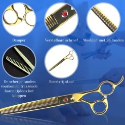 Scharenset Hond - 8-Delige Scharenset - Hondenschaar - Trimset - Trimschaar Voor Honden - Huisdier Knipset - Effileerschaar Hond - Goud -Katten Hondenbenodigdheden Winkel 1200x1200 476