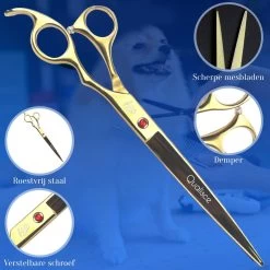 Scharenset Hond - 8-Delige Scharenset - Hondenschaar - Trimset - Trimschaar Voor Honden - Huisdier Knipset - Effileerschaar Hond - Goud -Katten Hondenbenodigdheden Winkel 1200x1200 480