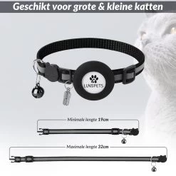 Kattenhalsband Airtag Met Adreskoker Kat & Veiligheidssluiting - Halsband Kat & Kitten - Kattenbandje Met Belletje - Reflecterend - Zwart - Airtag Houder & Adreskoker - Voor Grote & Kleine Katten -Katten Hondenbenodigdheden Winkel 1200x1200 50