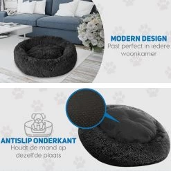 Pawzle Hondenmand - Donut Hondenkussen - Kattenmand - Bed Voor Honden & Katten - Wasbaar - 120cm - Zwart -Katten Hondenbenodigdheden Winkel 1200x1200 691